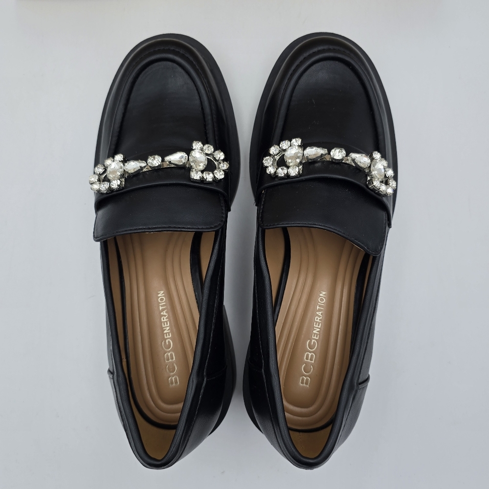 Like-New BCBGeneration Carli Crystal Bit Loafers, Black, 6.5M - Picture 10 of 16